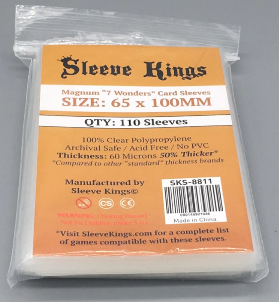 Sleeve Kings: Magnum ''7 Wonders'' Card Sleeves (65x100mm) - 110 Pack, Game Kastle Sleeve Kings: Magnum ''7 Wonders'' Card Sleeves (65x100mm) - 110 Pack, Game Kastle