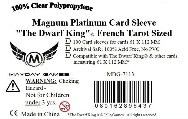 Magnum Platinum Card Sleeve: 63.5 X 113 MM ''Dwarf King'' French Tarot Game Kastle Magnum Platinum Card Sleeve: 63.5 X 113 MM ''Dwarf King'' French Tarot Game Kastle